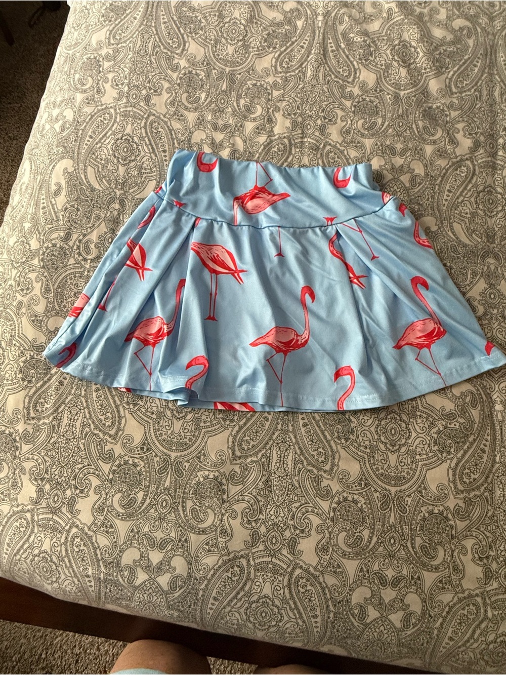 Light Blue Flamingo Print Skort